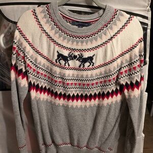 Tommy Hilfiger Gray and Red Reindeer Sweater